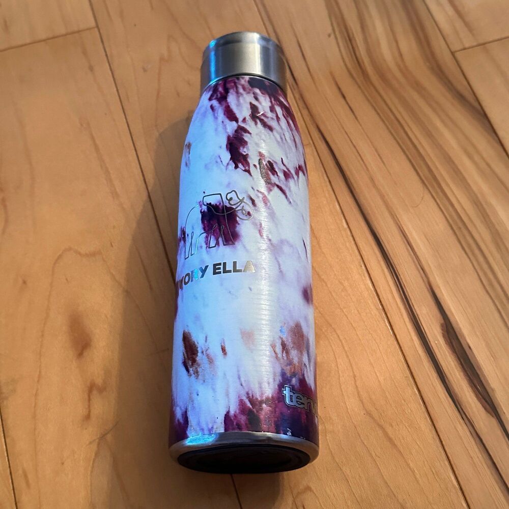 Ivory Ella Thin Water Bottle Tumbler Terri's 17 Oz Purple & White